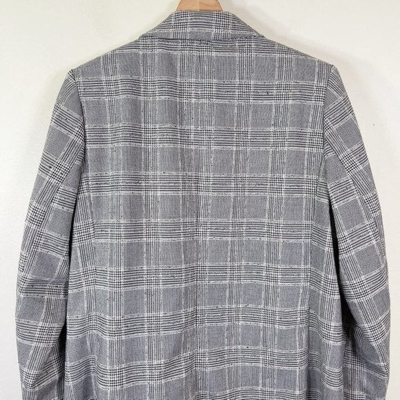 H&M Double-Breasted Black And White Career Long Line Plaid Blazer - Picture 13 of 15